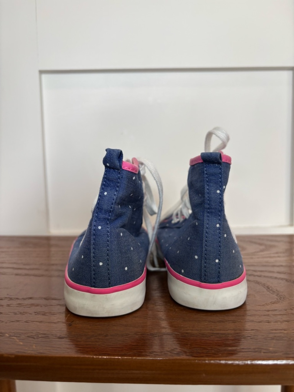 Gymboree Navy High-Top Sneakers with Rainbow and Pink Trim polka dots - Picture 11 of 12